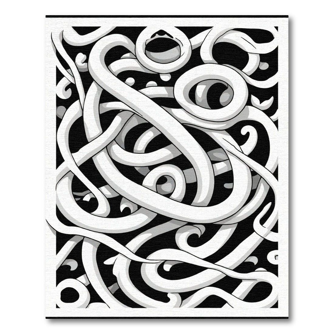 Dynamic White Abstract Intertwined Ribbons Rug