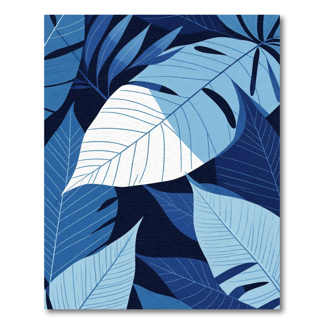 Deep Blue Tropical Foliage Rug