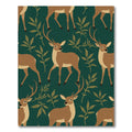 Brown Deer Green Forest Foliage Rug