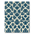 Dark Blue Tropical Leaf Medallion Rug
