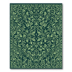 Earthy Green Floral Vine Art Nouveau Rug