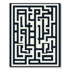 Navy Cream Maze Lines Rug