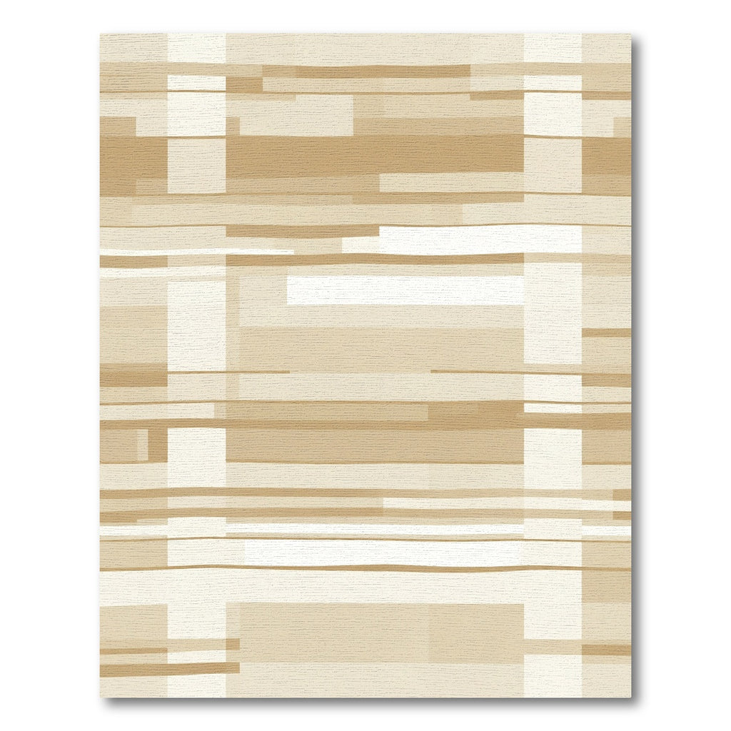 Elegant Beige Geometric Abstract Blocks Rug