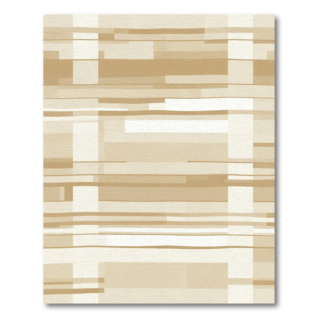 Elegant Beige Geometric Abstract Blocks Rug