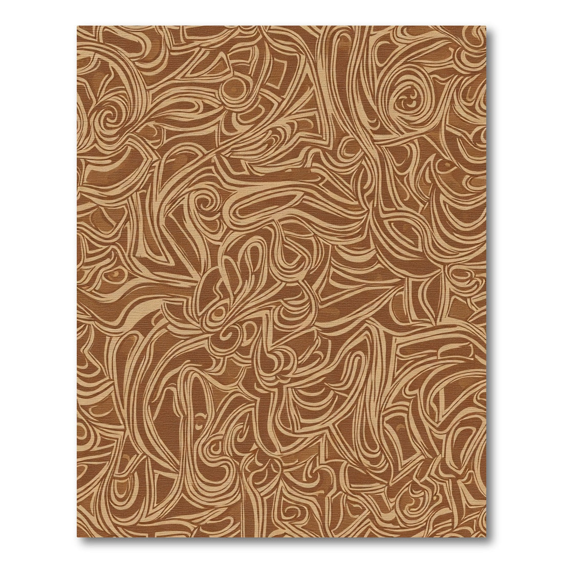 Rich Brown Swirling Organic Lines Rug