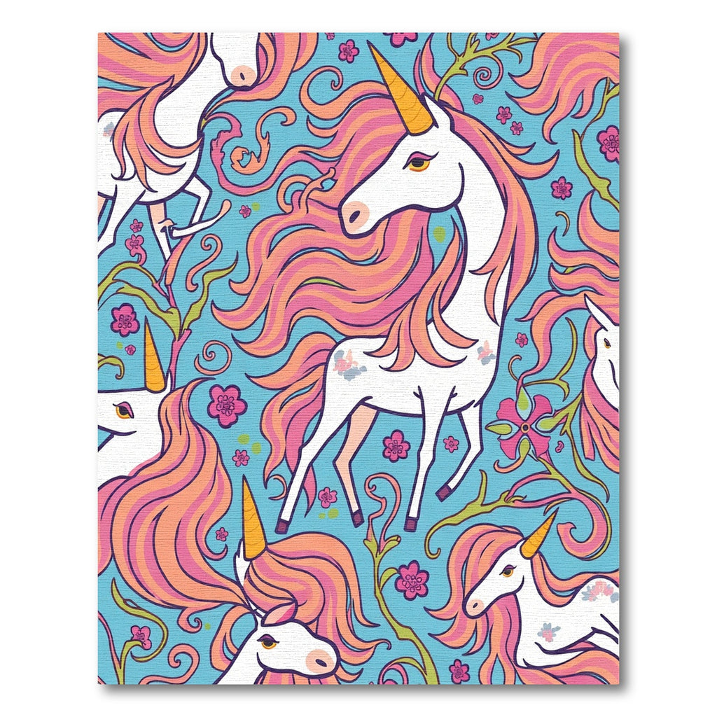 Whimsical Pink Unicorn Flower Garden Rug