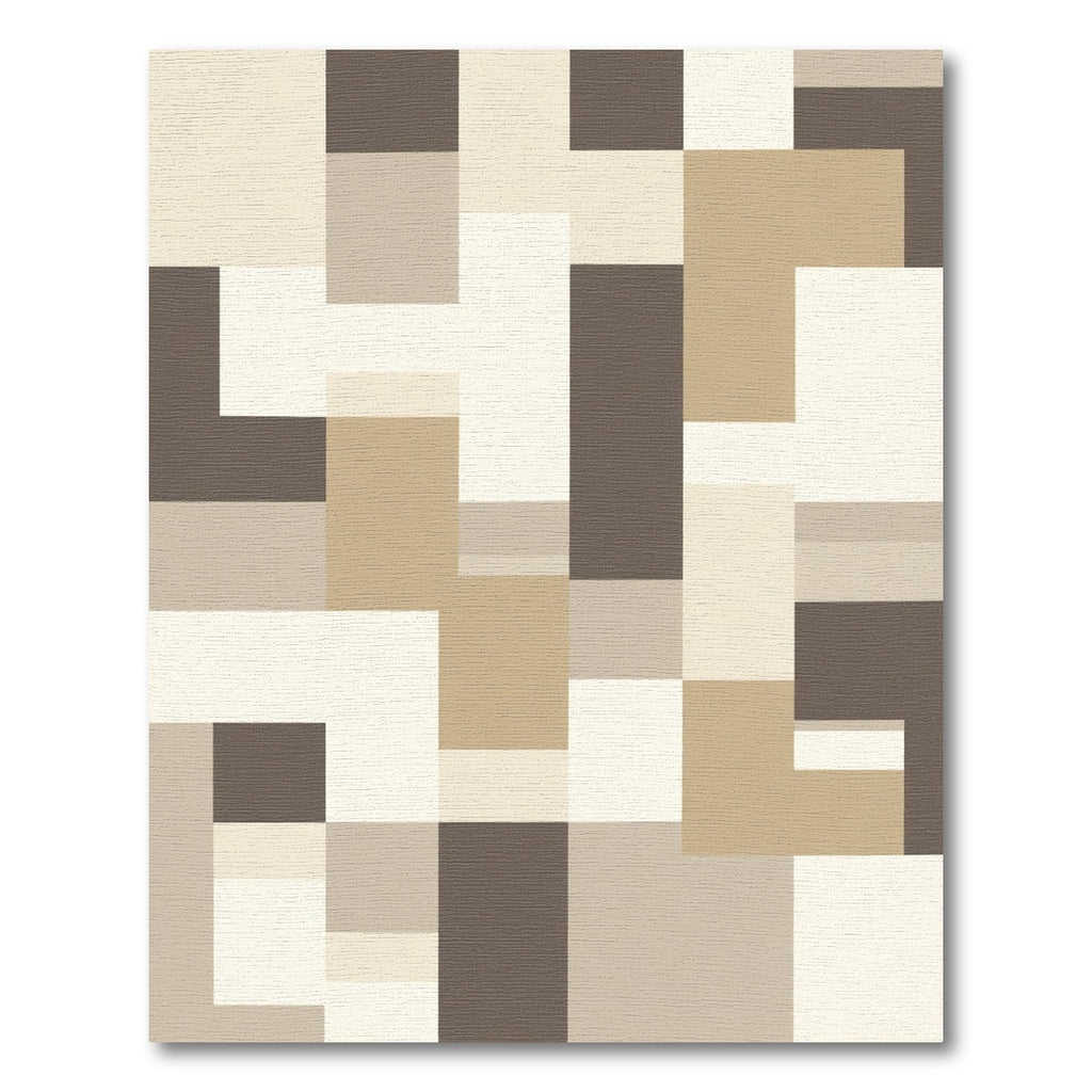 Neutral Geometric Abstract Blocks Rug