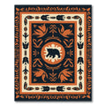 Black and Orange Bear Floral Border Rug
