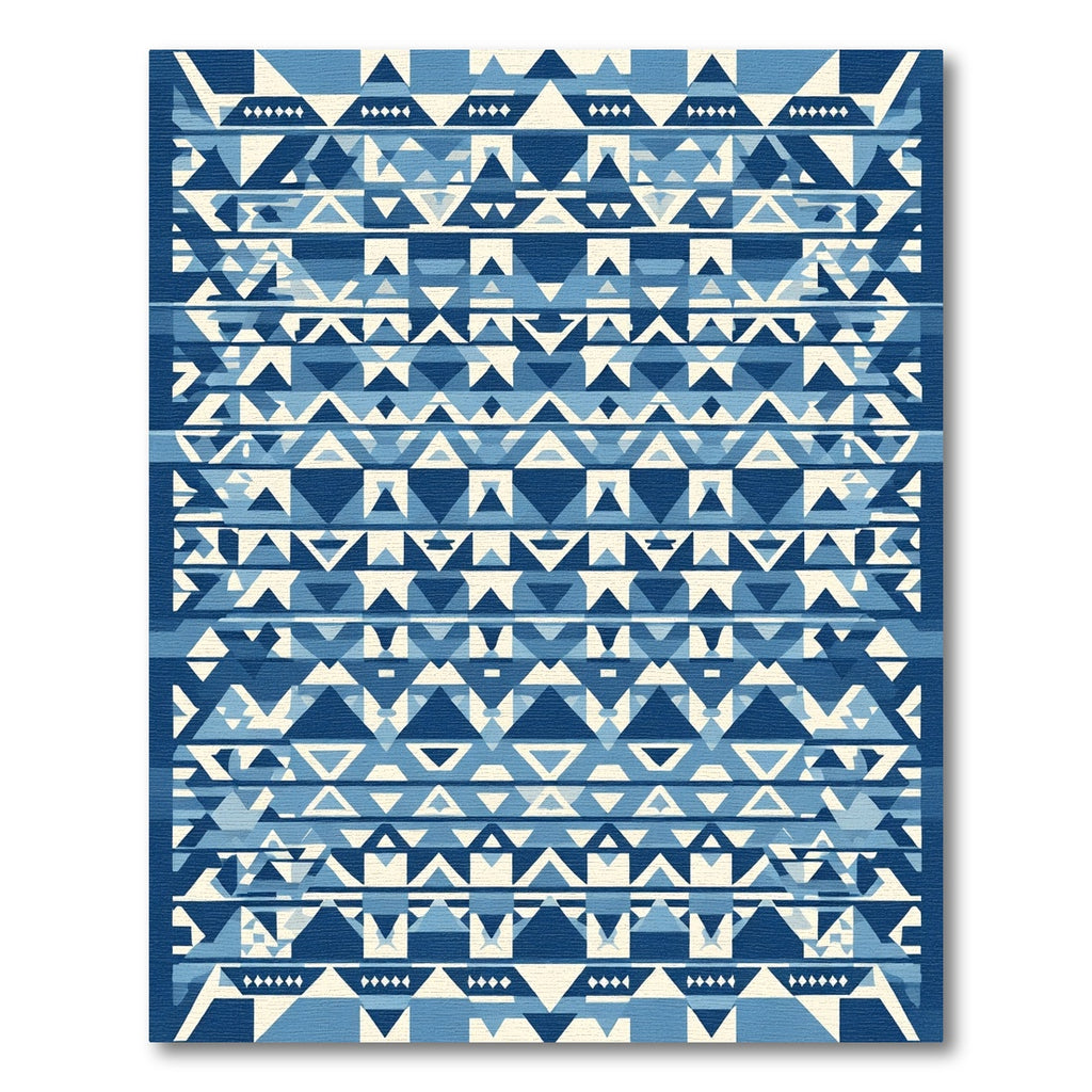 Indigo Geometric Triangle Stripe Rug