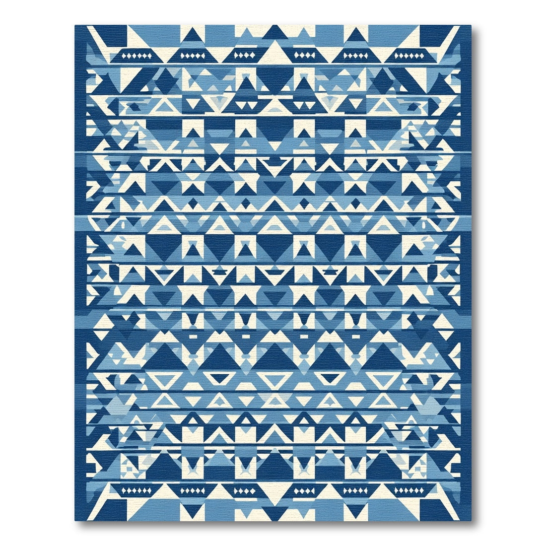Indigo Geometric Triangle Stripe Rug