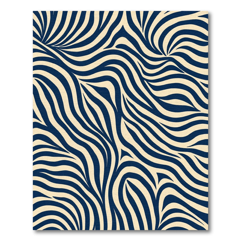 Navy Cream Flowing Zebra Stripe Rug
