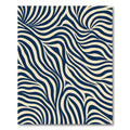 Navy Cream Flowing Zebra Stripe Rug