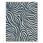 Navy Cream Flowing Zebra Stripe Rug