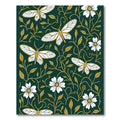 Emerald Gold Moth Floral Garden Rug