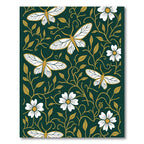 Emerald Gold Moth Floral Garden Rug