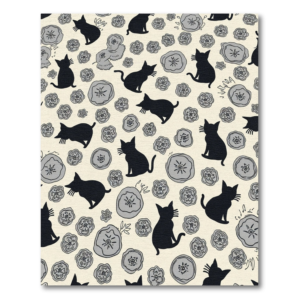 Whimsical Black Cats Floral Collage Rug