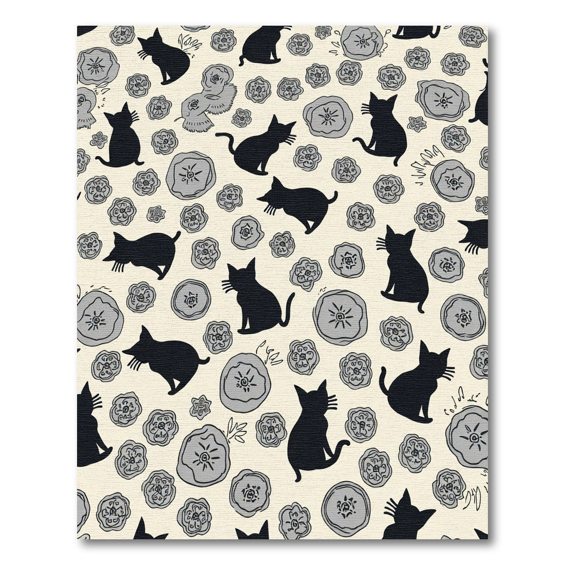 Whimsical Black Cats Floral Collage Rug