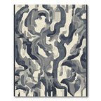 Abstract Dark Gray Swirls Cream Rug