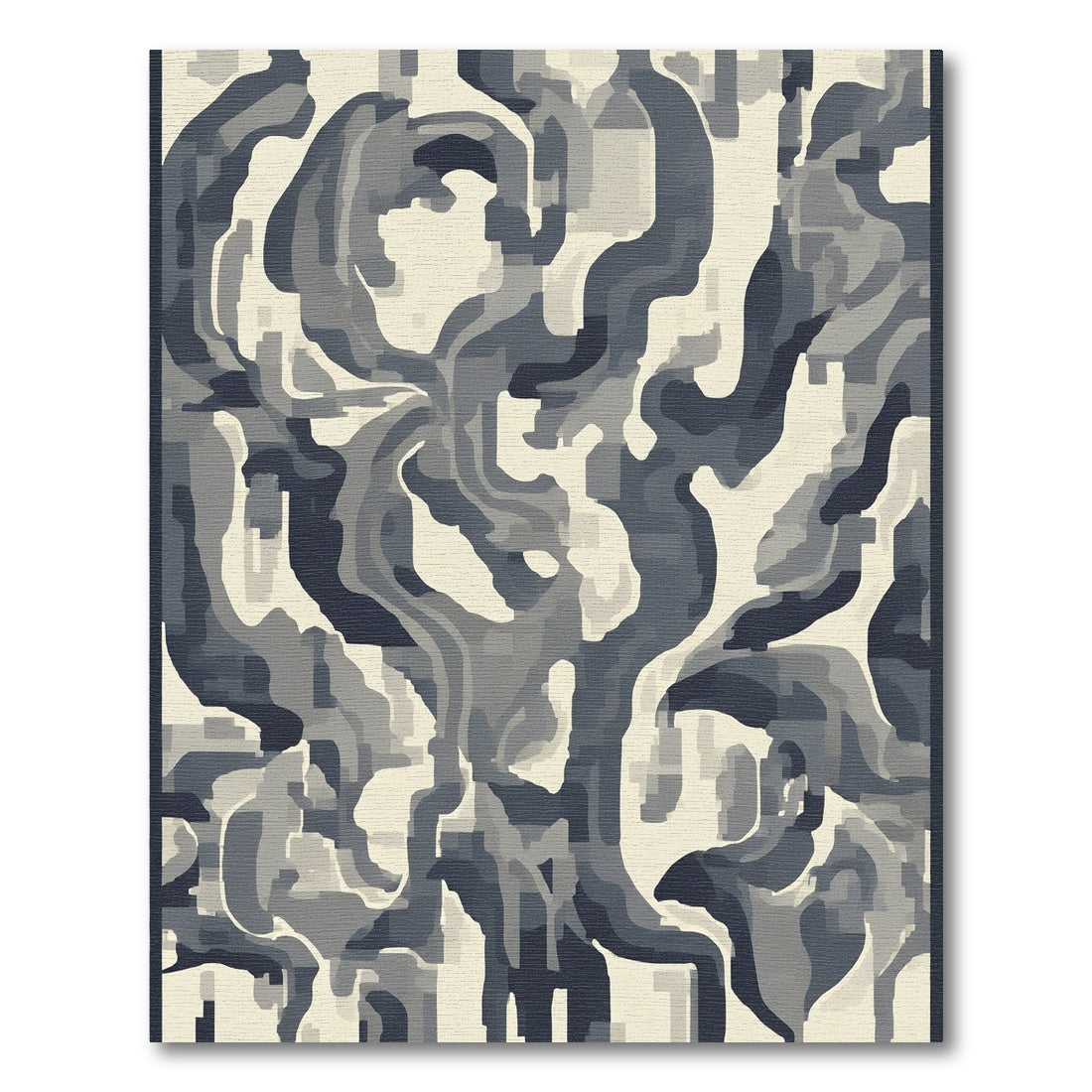 Abstract Dark Gray Swirls Cream Rug