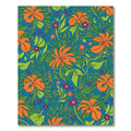 Vibrant Orange Floral Blue Green Swirls Rug