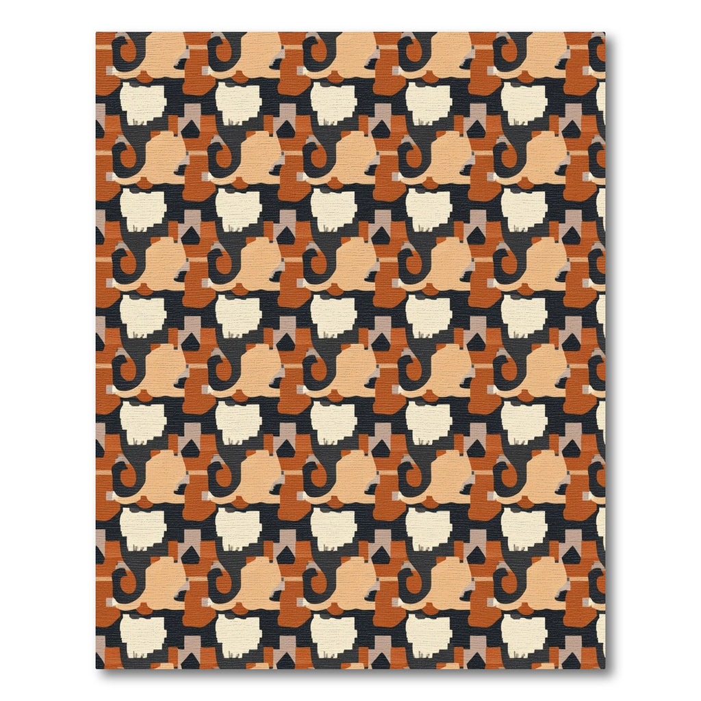 Warm Earth Tones Abstract Scroll Rug