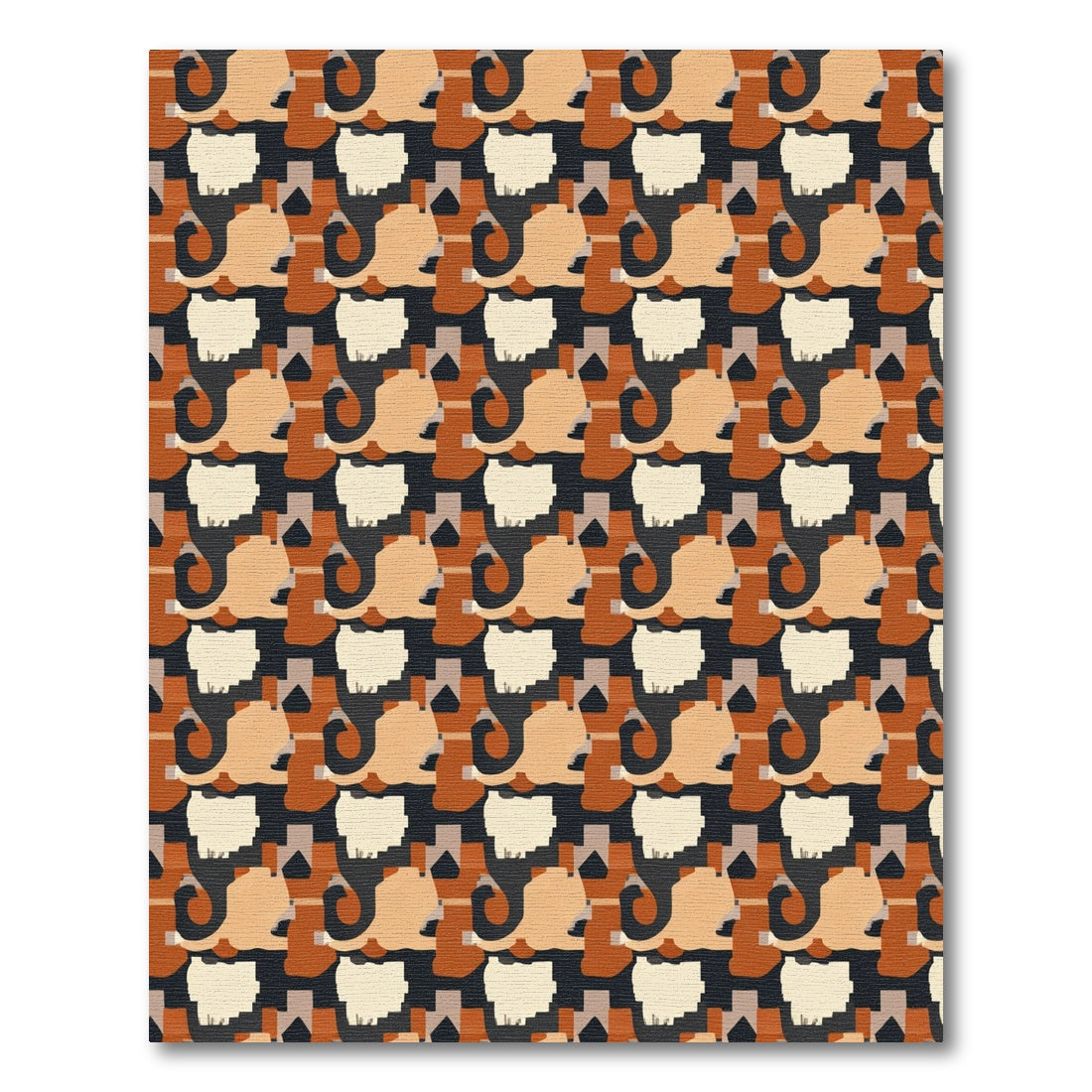 Warm Earth Tones Abstract Scroll Rug