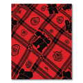 Bold Red Plaid Floral Silhouette Rug