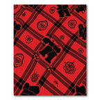 Bold Red Plaid Floral Silhouette Rug