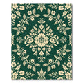 Elegant Cream Floral Damask Emerald Rug