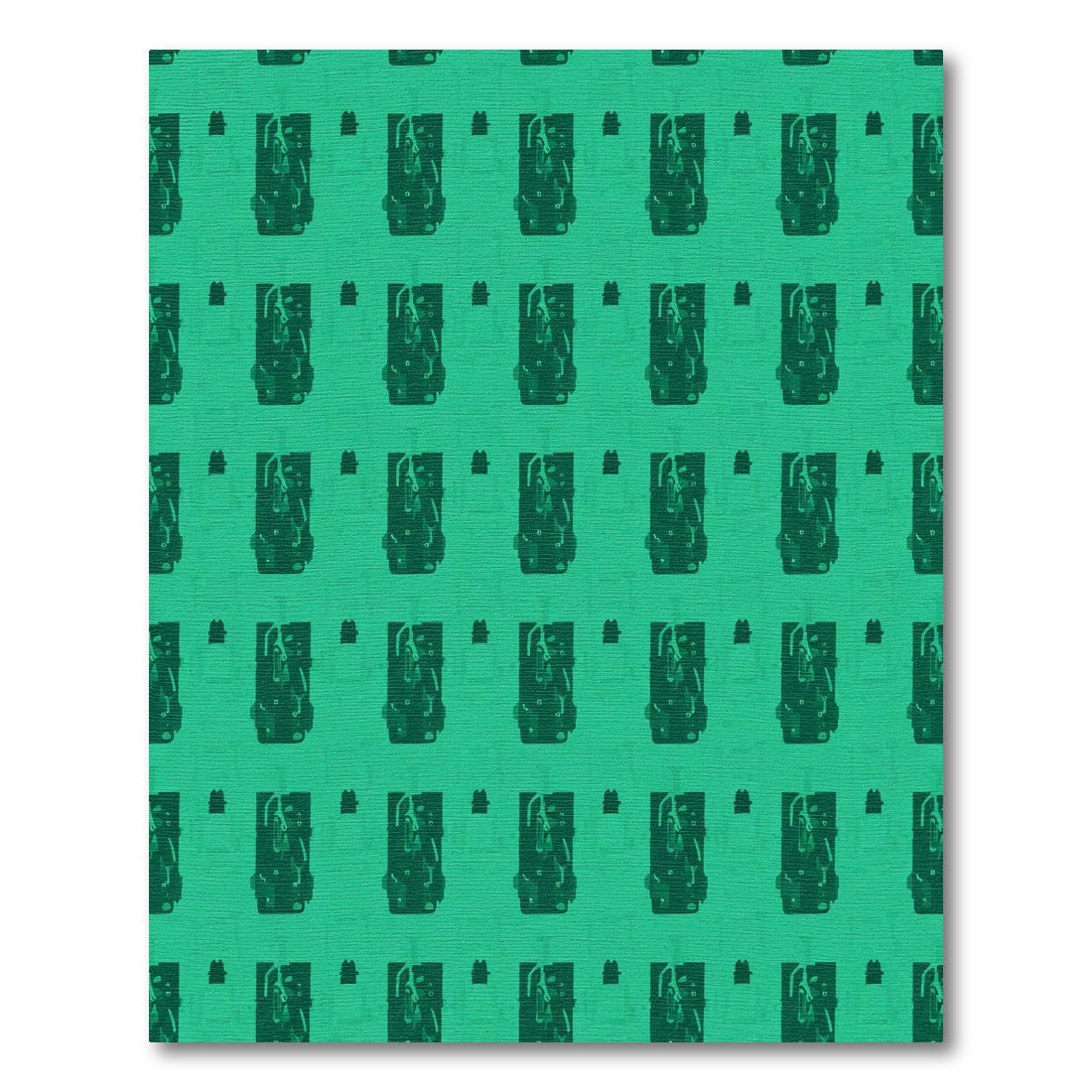 Deep Teal Abstract Rectangular Form Rug