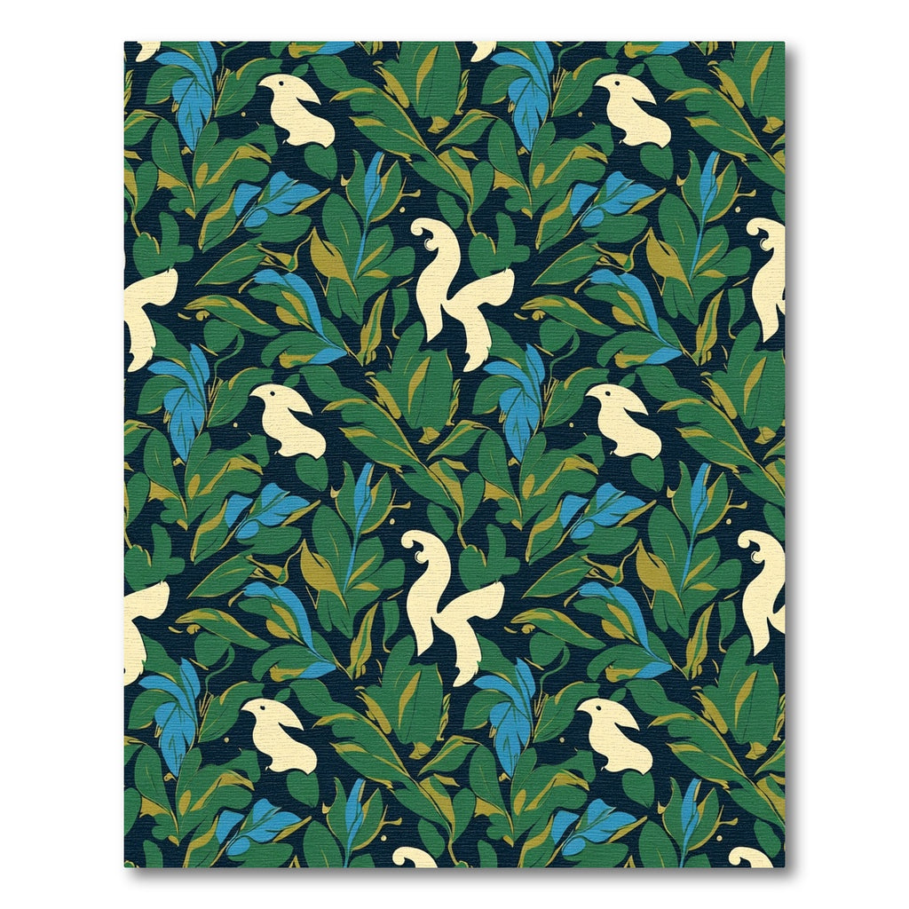 Cream Birds In Lush Green Foliage Rug