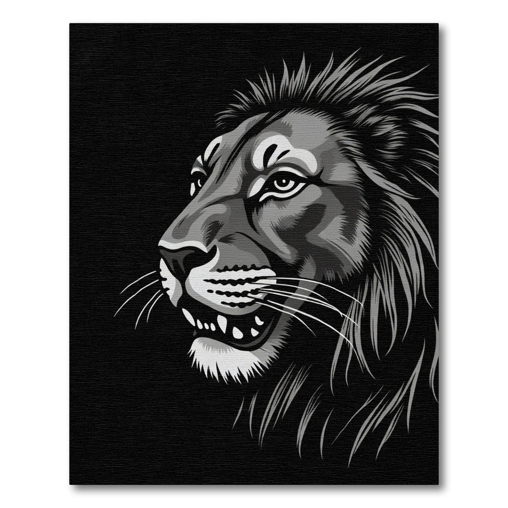 Monochromatic Lion Face Portrait Rug