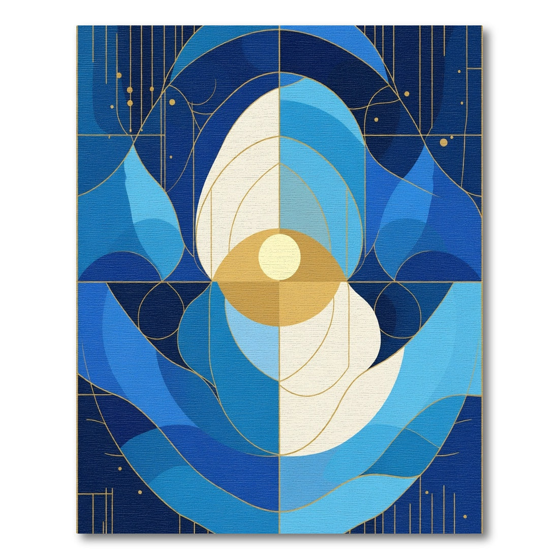 Deep Blue Geometric Eye Vision Rug