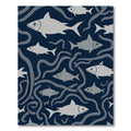 Navy Blue Schooling Fish Swirl Rug