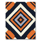Orange Navy Diamond Composition Rug