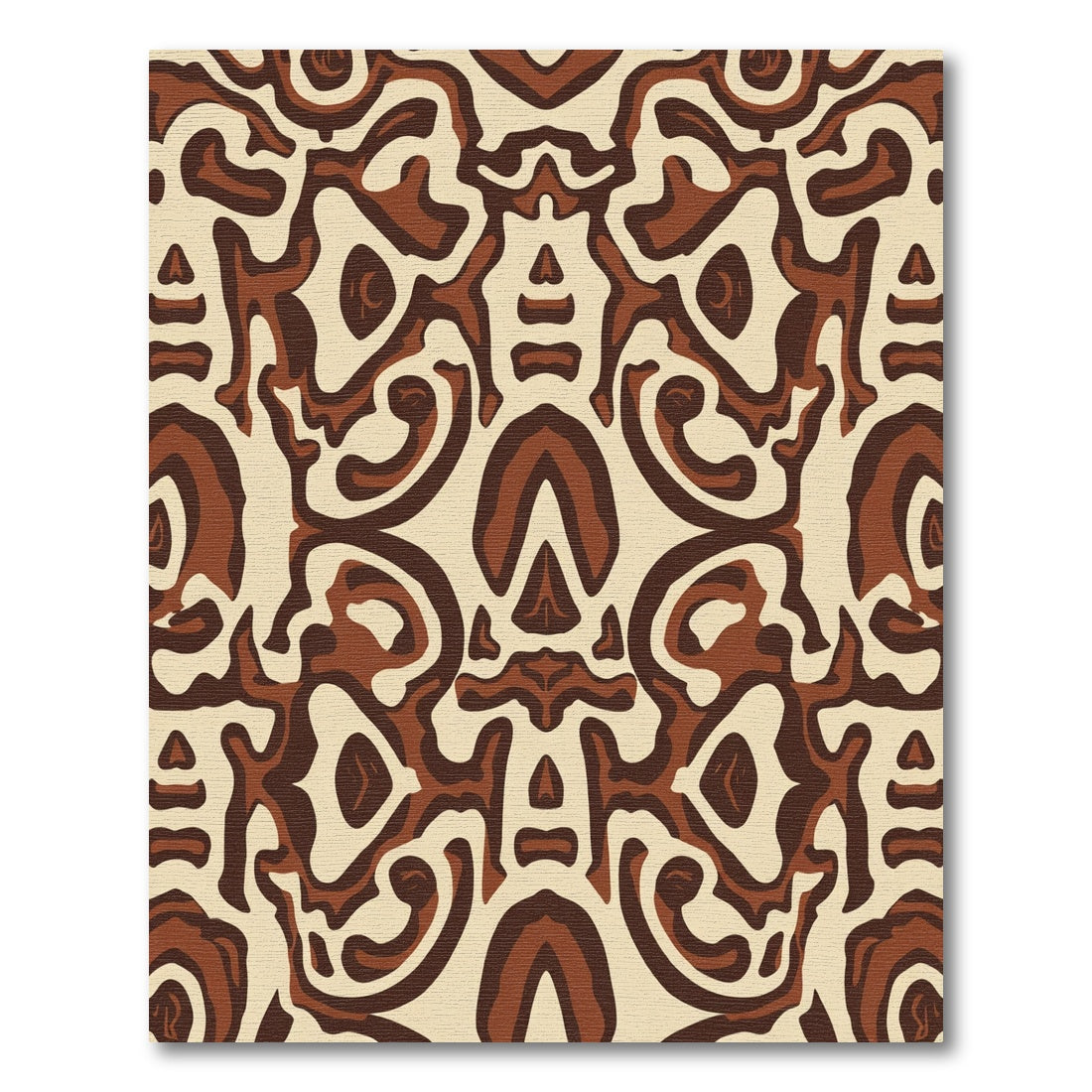 Cream Brown Organic Abstract Rug