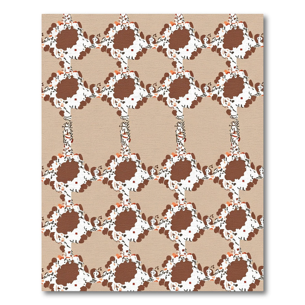 Brown White Abstract Diamond Grid Rug