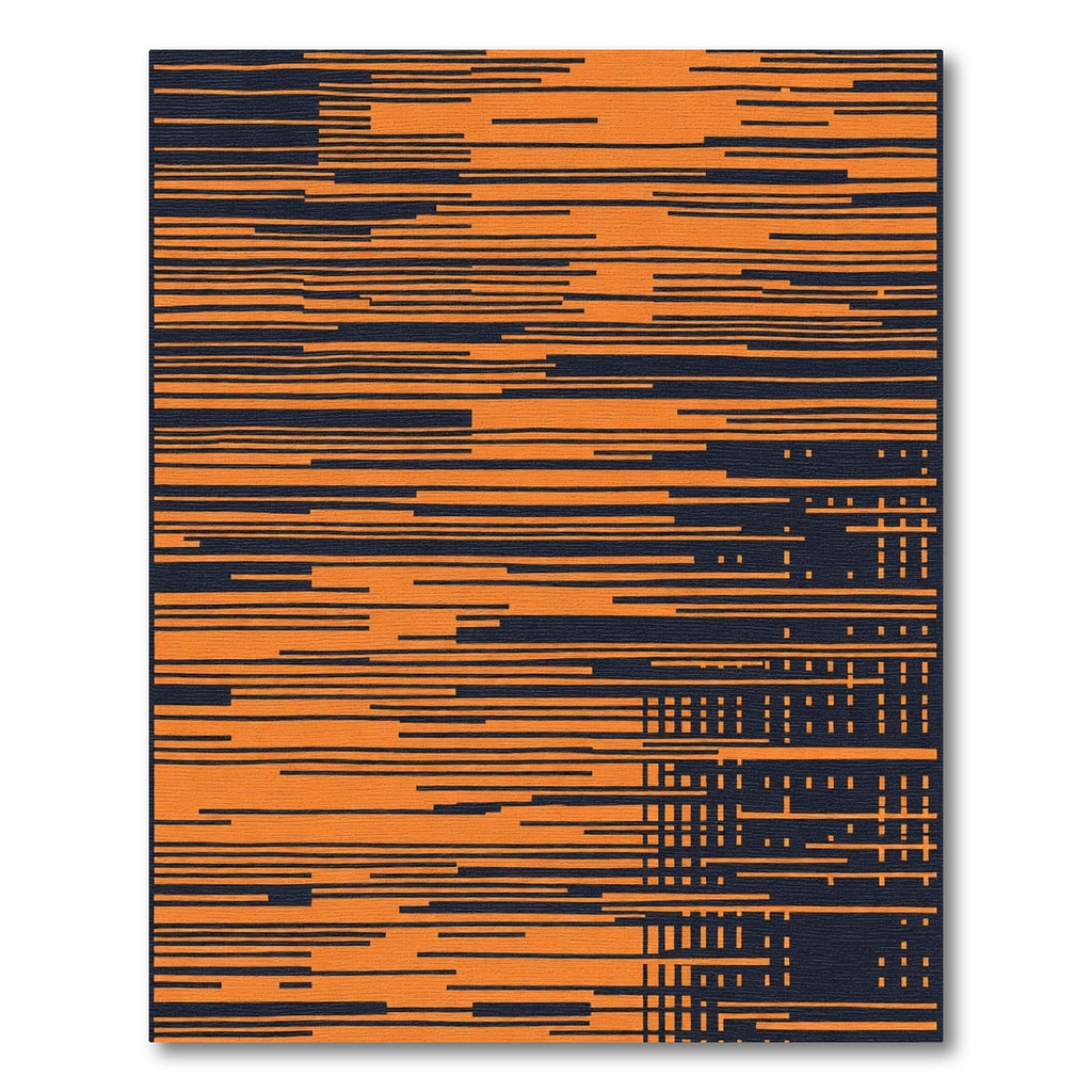 Orange Navy Horizontal Lines Rug