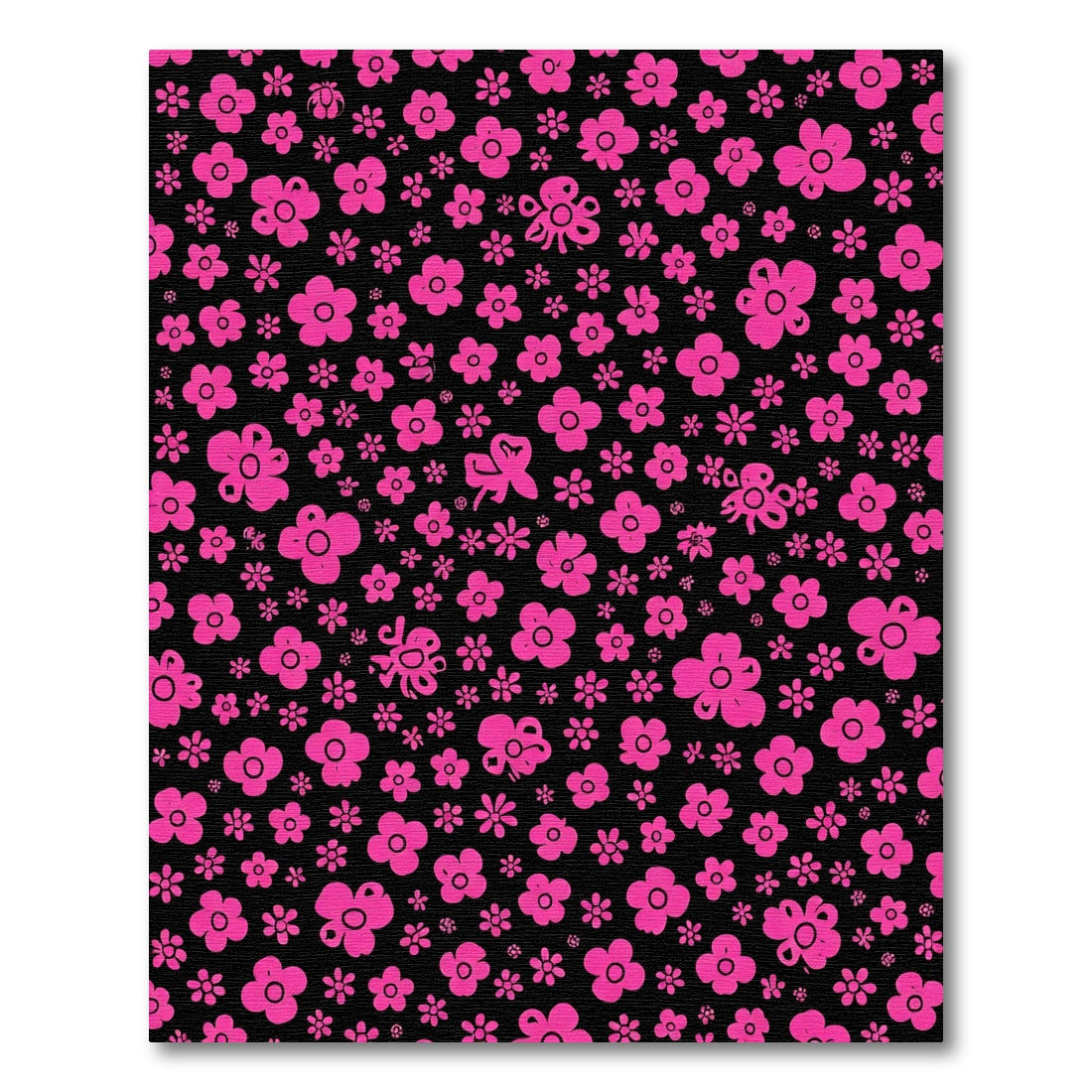 Hot Pink Scattered Floral Collage Rug
