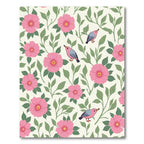 Pink Floral Garden With Birds Rug