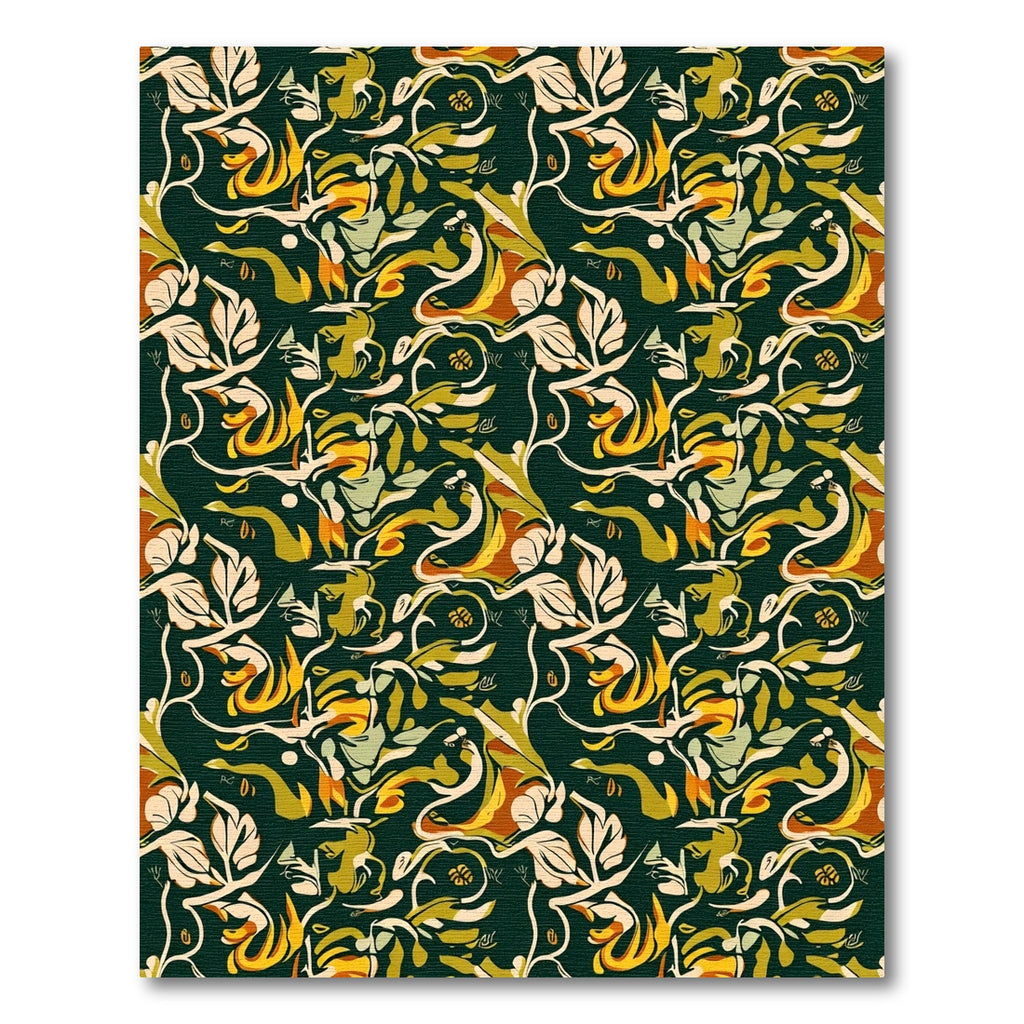 Earthy Tones Abstract Floral Swirl Rug