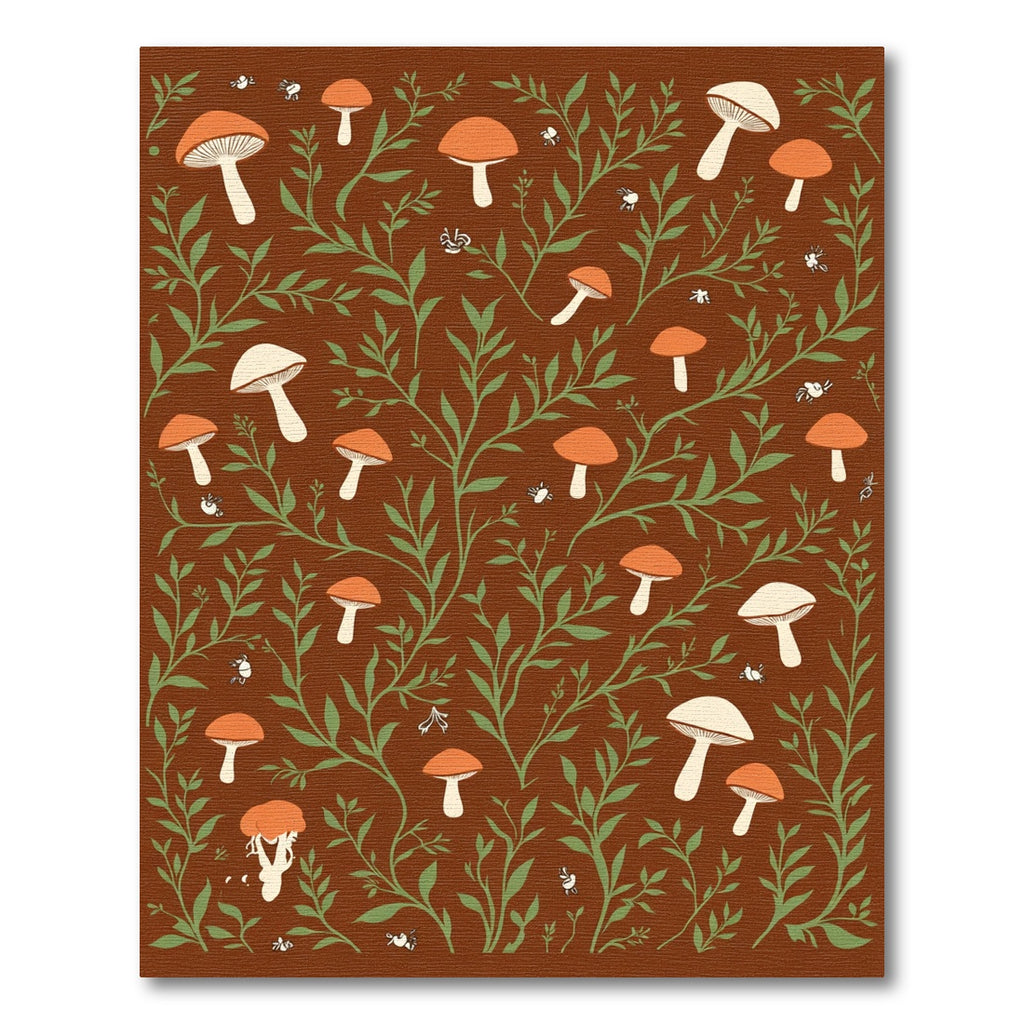 Forest Mushroom and Vine Pattern Rug