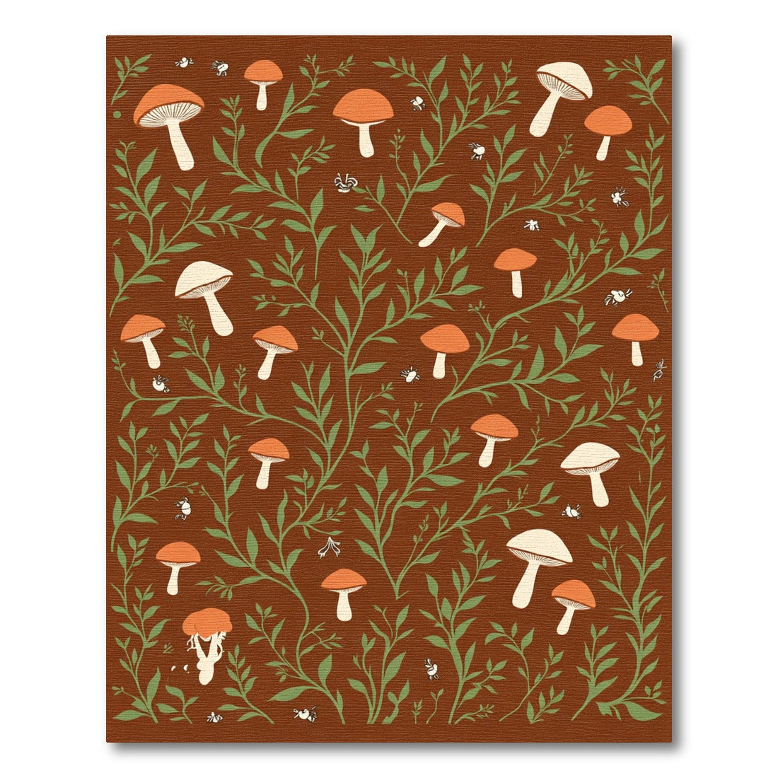 Forest Mushroom and Vine Pattern Rug