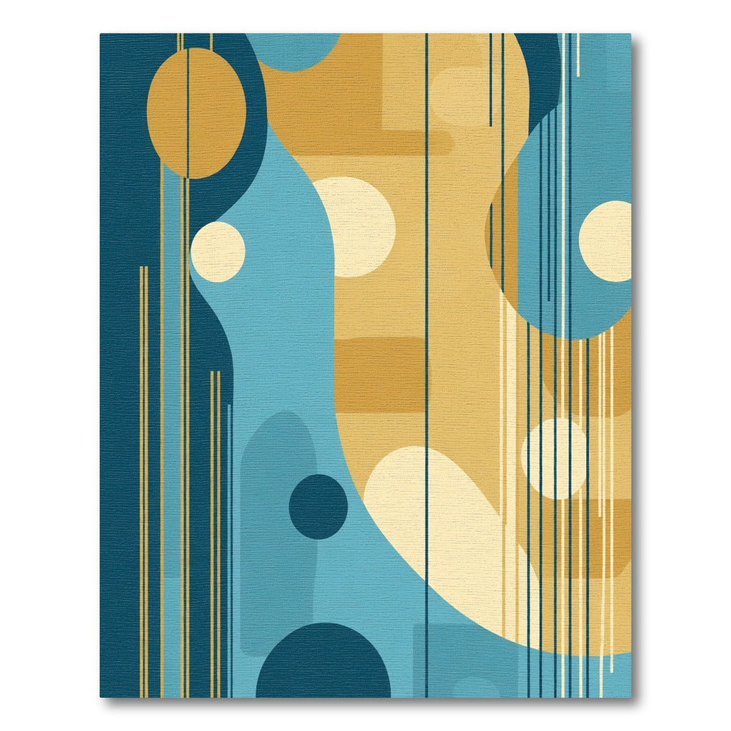 Modern Blue Amber Geometric Shapes Rug