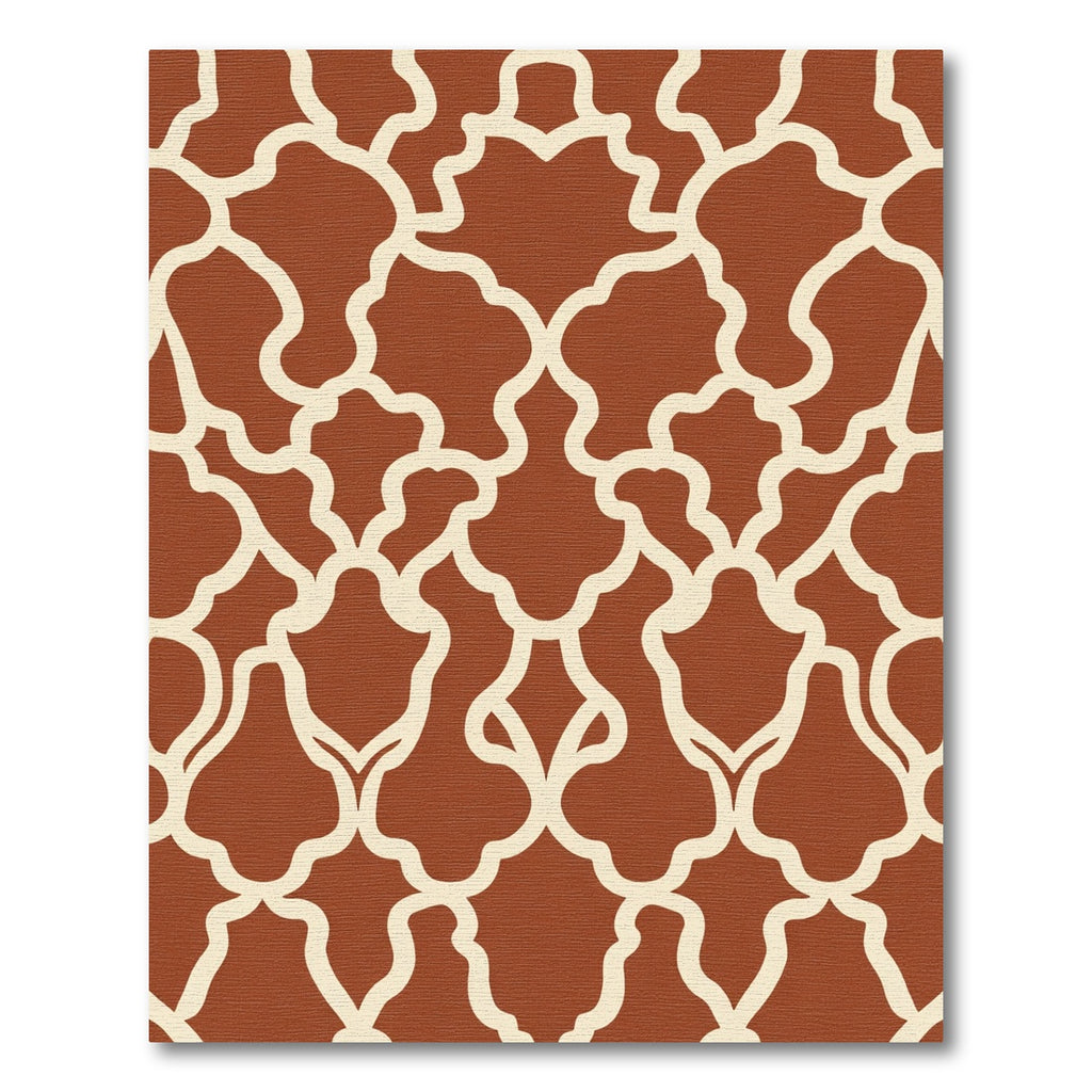 Terracotta Cream Arabesque Scroll Rug