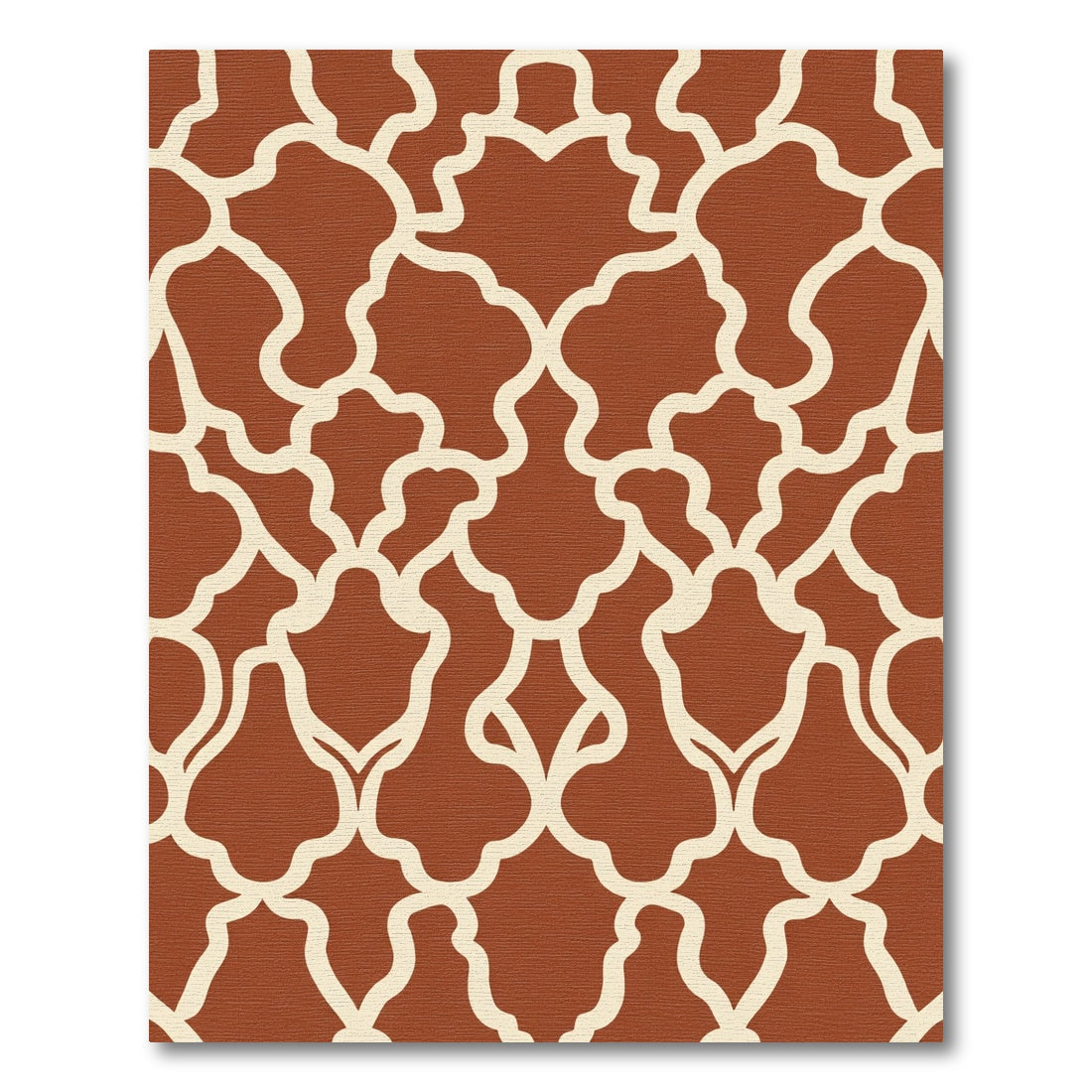 Terracotta Cream Arabesque Scroll Rug