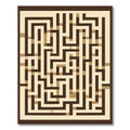 Brown Beige Geometric Maze Rug