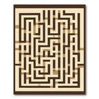 Brown Beige Geometric Maze Rug