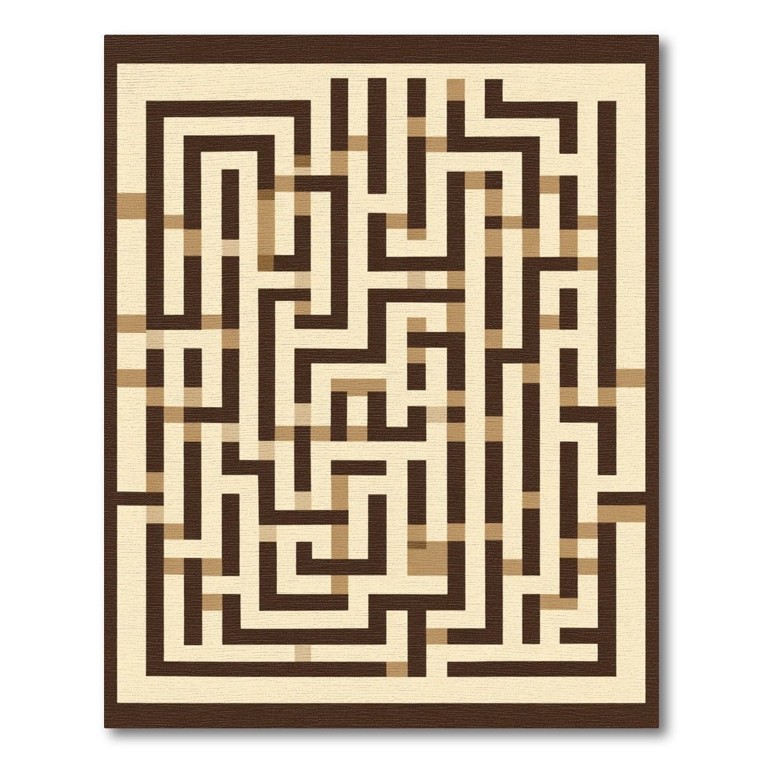 Brown Beige Geometric Maze Rug