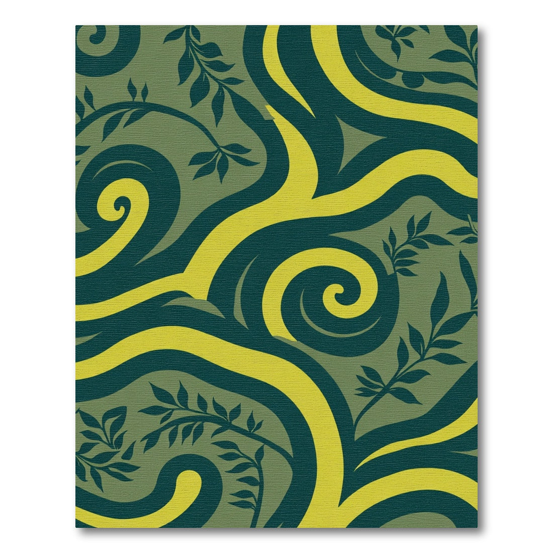 Forest Green Swirl Leaf Vines Rug